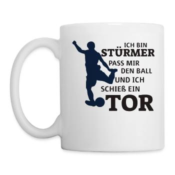 Stürmer - Pass mir den Ball ich schieß ein Tor - Tasse - Weiß - Links