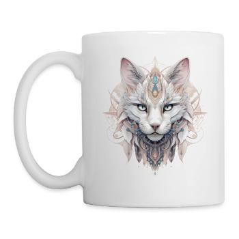 Boho Katze - Tasse - Weiß - Links