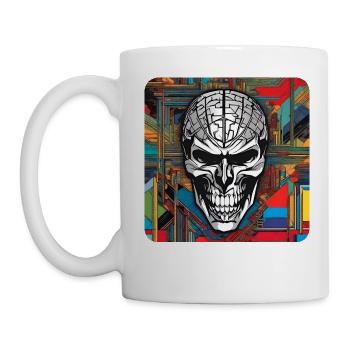 Totenkopf im Retro Style - Tasse - Weiß - Links