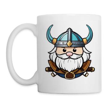 Fier Viking avec casque de cornes - Mug blanc - blanc - Gauche