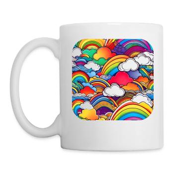 Arcs-en-ciel de bonne humeur avec des nuages - Mug blanc - blanc - Gauche