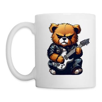 Heavy Metal Teddy Bär mit E-Gitarre - Tasse - Weiß - Links
