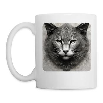 Cooles Katzen Gesicht - Tasse - Weiß - Links