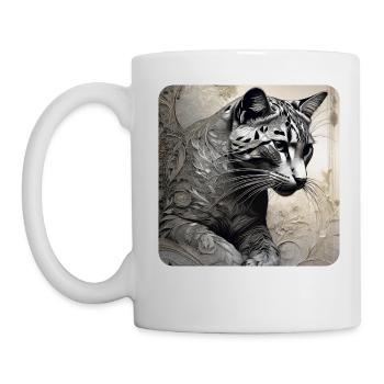 Cool big cat with floral style - Mug - white - Left