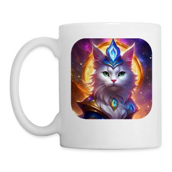Mystische weiße Katze - Tasse - Weiß - Links