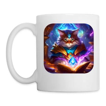 Mystische Fantasy Katze - Tasse - Weiß - Links