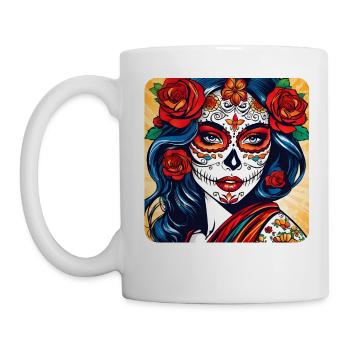 Dia de los Muertos Woman with Roses - Mug - white - Left