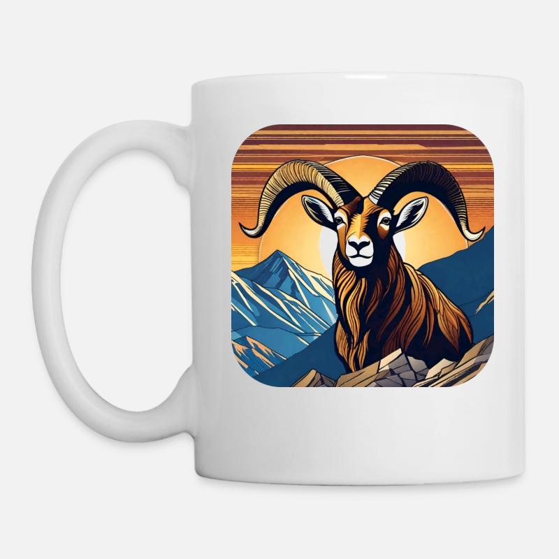 Stolzer Steinbock mit Alpen Panorama - Tasse - Weiß