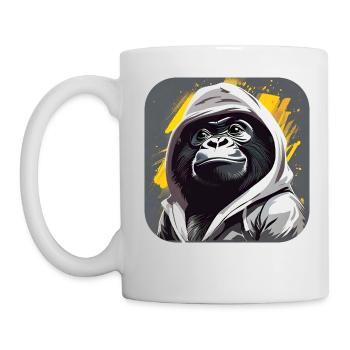 Gorille cool avec sweat à capuche - Mug blanc - blanc - Gauche