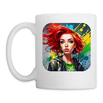 Fille rousse irlandaise cool - Mug blanc - blanc - Gauche