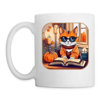 Cute Cat in Autumn Feeling - Mug - white - Left