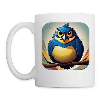 Dicker kleiner Vogel - Tasse - Weiß - Links