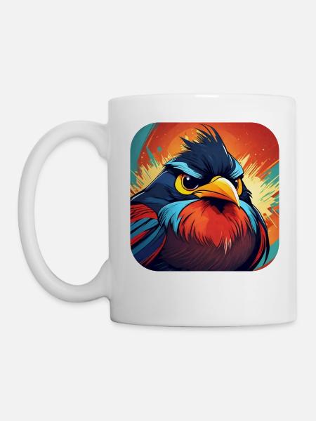 Grimmiger Vogel - Tasse - Weiß