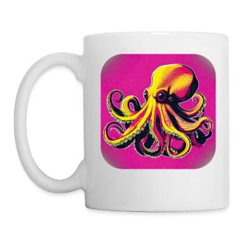 Octopus in 80s style in pink - Mug - white - Left