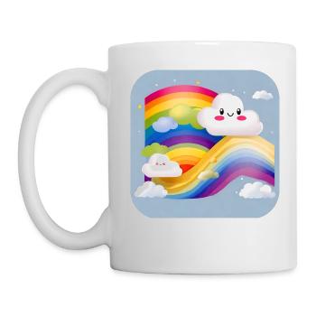 Cute clouds with rainbow - Mug - white - Left