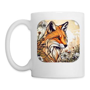 Fuchs mit Blumen - Tasse - Weiß - Links