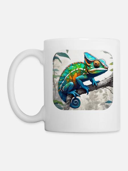 Cooles Camouflage Chameleon - Tasse - Weiß