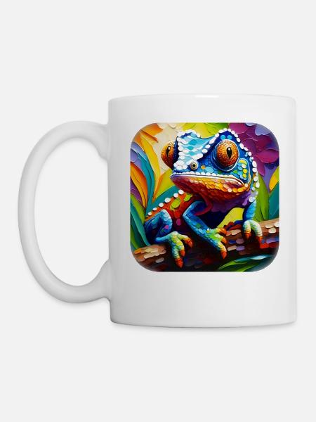 Bunte Echse - Tasse - Weiß