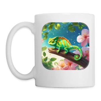 Caméléon avec des fleurs Fleurs - Mug blanc - blanc - Gauche