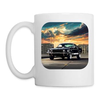 Oldtimer Auto Turbo Rallye im Sonnenuntergang - Tasse - Weiß - Links