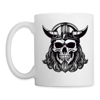 Cooler Wikinger Totenkopf - Tasse - Weiß - Links