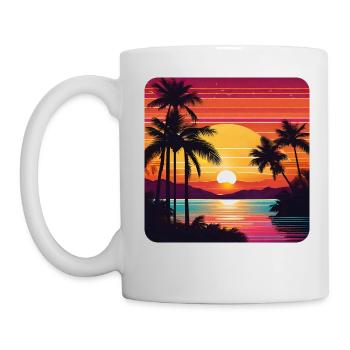 Atmospheric sunset with palm trees - Mug - white - Left