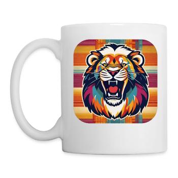 Lion rugissant dans un style rétro - Mug blanc - blanc - Gauche
