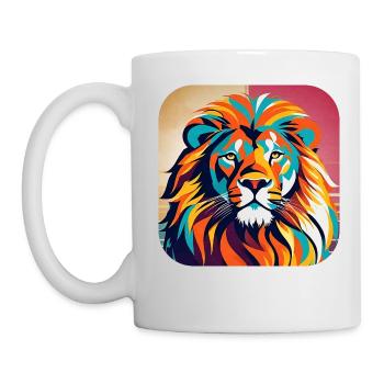 Proud lion in retro style - Mug - white - Left