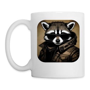 Raton laveur cool avec des lunettes de soleil - Mug blanc - blanc - Gauche