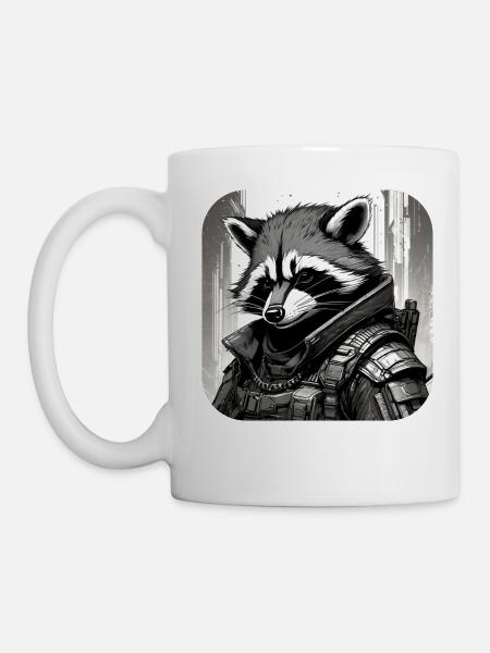 Lässiger Cyberspace Waschbär - Tasse - Weiß