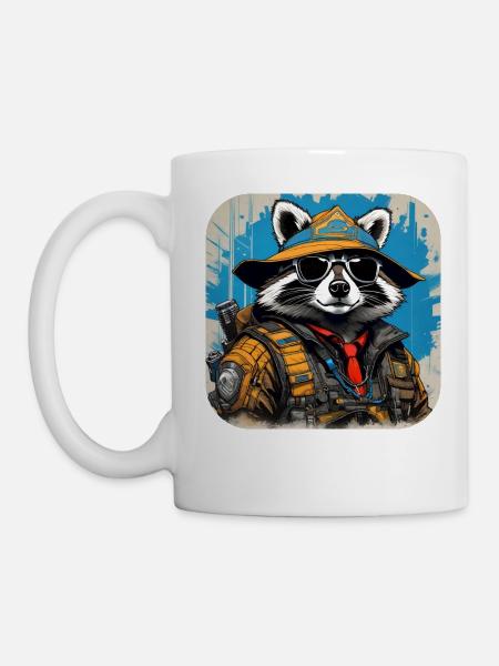 Raton laveur du cyberespace cool - Mug blanc - blanc