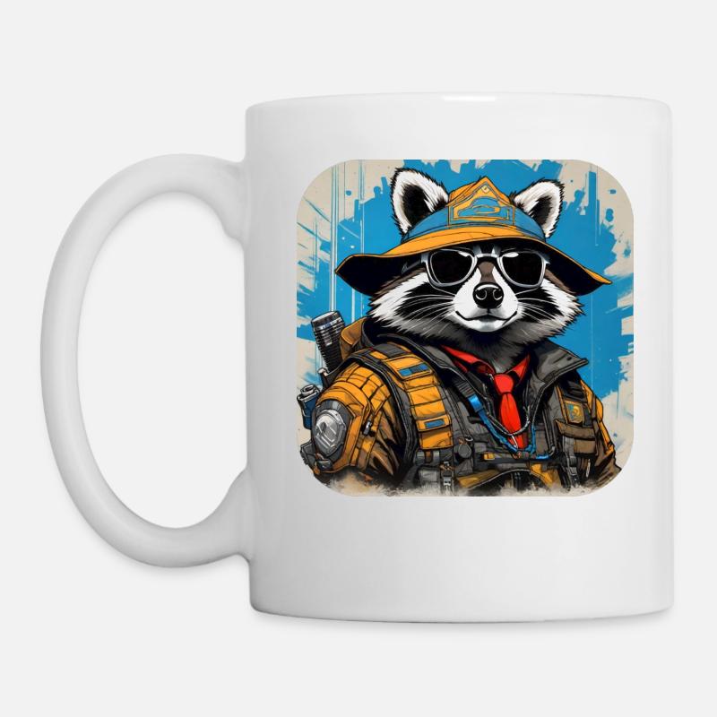 Raton laveur du cyberespace cool - Mug blanc - blanc