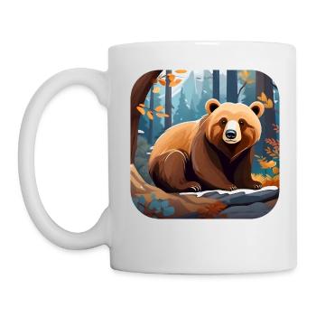 Gemütlicher Bär im Wald - Tasse - Weiß - Links