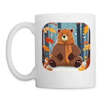 Lässiger Bär im Herbst - Tasse - Weiß - Links