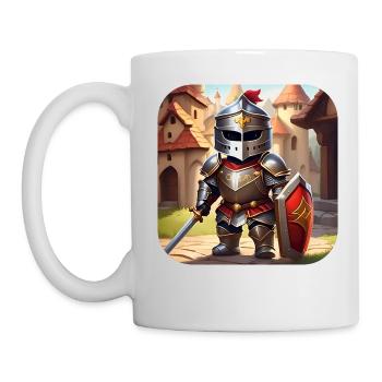 Cute knight in comic book style - Mug - white - Left