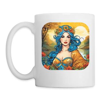 Jolie sorcière avec couronne de fleurs - Mug blanc - blanc - Gauche