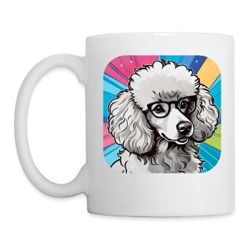 Niedlicher Zwergpudel mit Brille II - Tasse - Weiß - Links