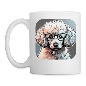 Niedlicher Zwergpudel mit Brille I - Tasse - Weiß - Links