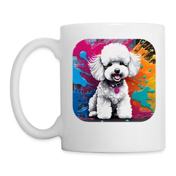 Cute poodle with colorful background - Mug - white - Left