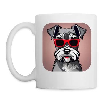Cute schnauzer dog with glasses - Mug - white - Left