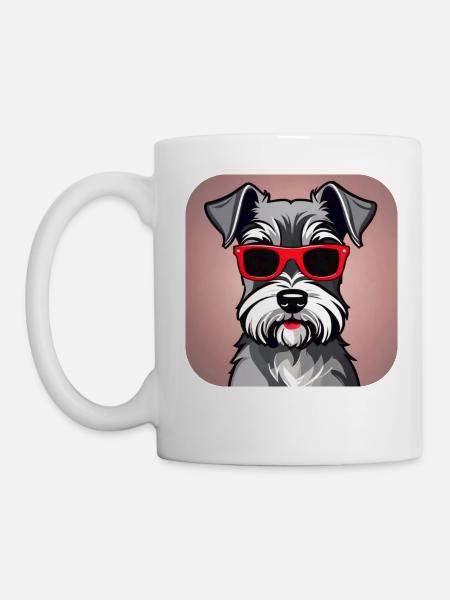 Niedlicher Schnauzer Hund mit Brille - Tasse - Weiß