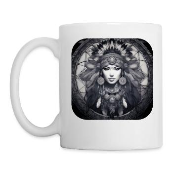 Chaman mystique avec plumes III - Mug blanc - blanc - Gauche