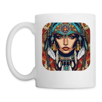Chaman mystique avec des plumes - Mug blanc - blanc - Gauche