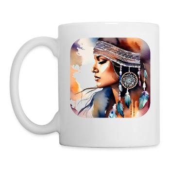 Femme mystique avec des plumes - Mug blanc - blanc - Gauche