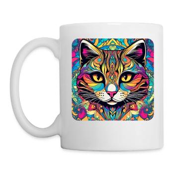 Coole Graffiti Katze - Tasse - Weiß - Links
