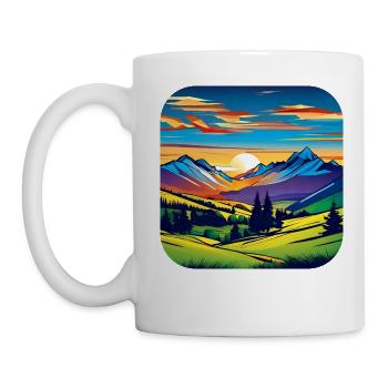 Berge im Sonnenuntergang II - Tasse - Weiß - Links