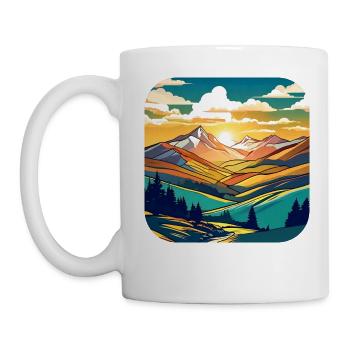 Berge im Sonnenuntergang I - Tasse - Weiß - Links