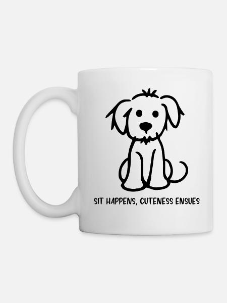 Sit happens – cuteness ensues - Tasse - Weiß