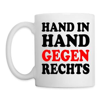 Hand in hand gegen rechts - Tasse - Weiß - Links