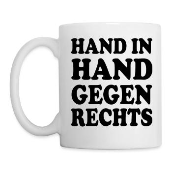 Hand in hand gegen rechts - Tasse - Weiß - Links